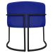 Poltrona Decorativa Recepção Luna Tecido Sintético Azul Royal Base de Ferro Preto