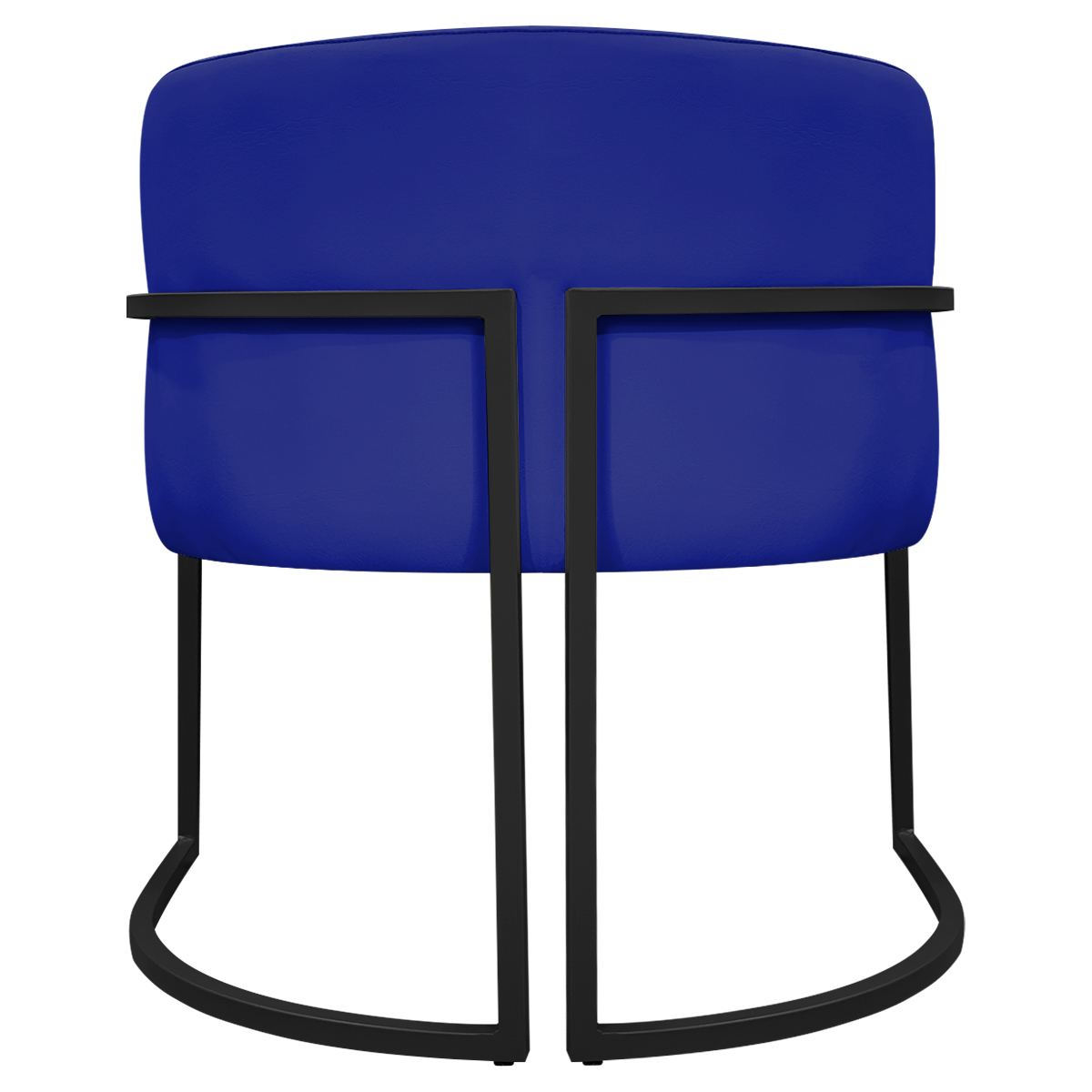 Poltrona Decorativa Recepção Luna Tecido Sintético Azul Royal Base de Ferro Preto