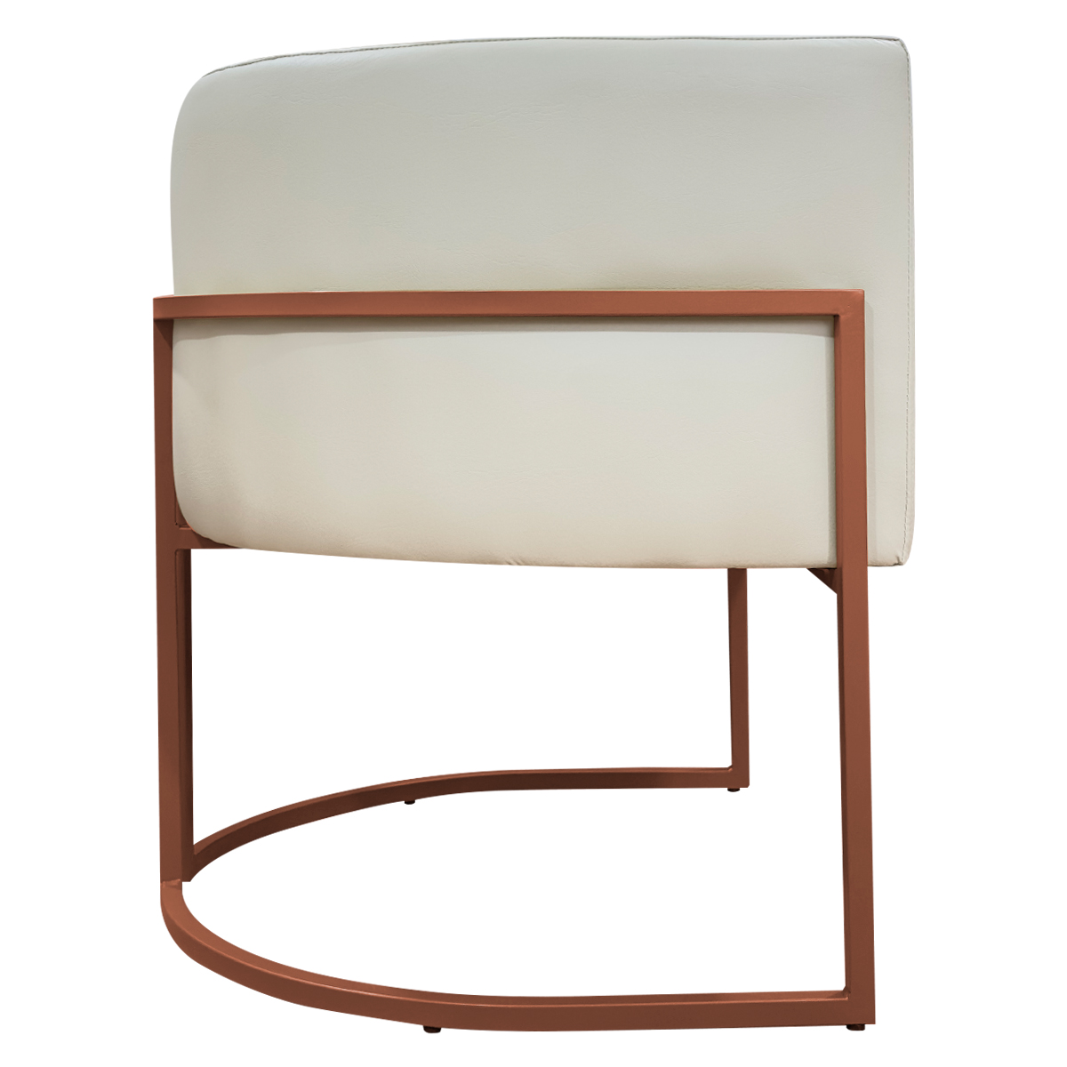 Poltrona Decorativa Recepção Luna Tecido Sintético Bege Base de Ferro Bronze