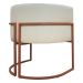 Poltrona Decorativa Recepção Luna Tecido Sintético Bege Base de Ferro Bronze