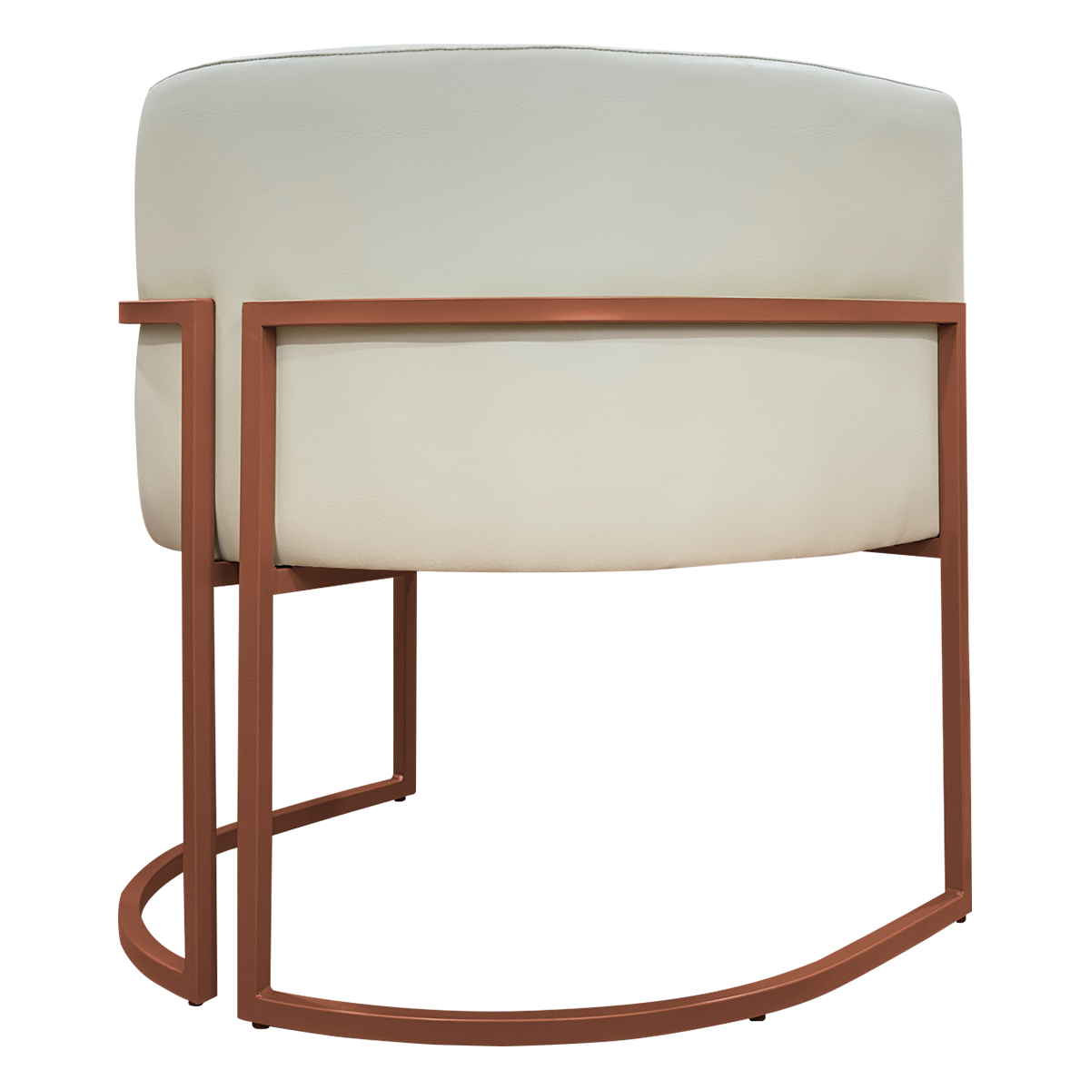 Poltrona Decorativa Recepção Luna Tecido Sintético Bege Base de Ferro Bronze