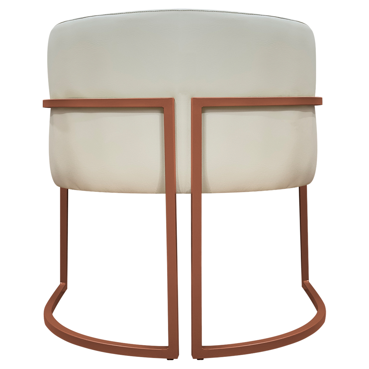 Poltrona Decorativa Recepção Luna Tecido Sintético Bege Base de Ferro Bronze