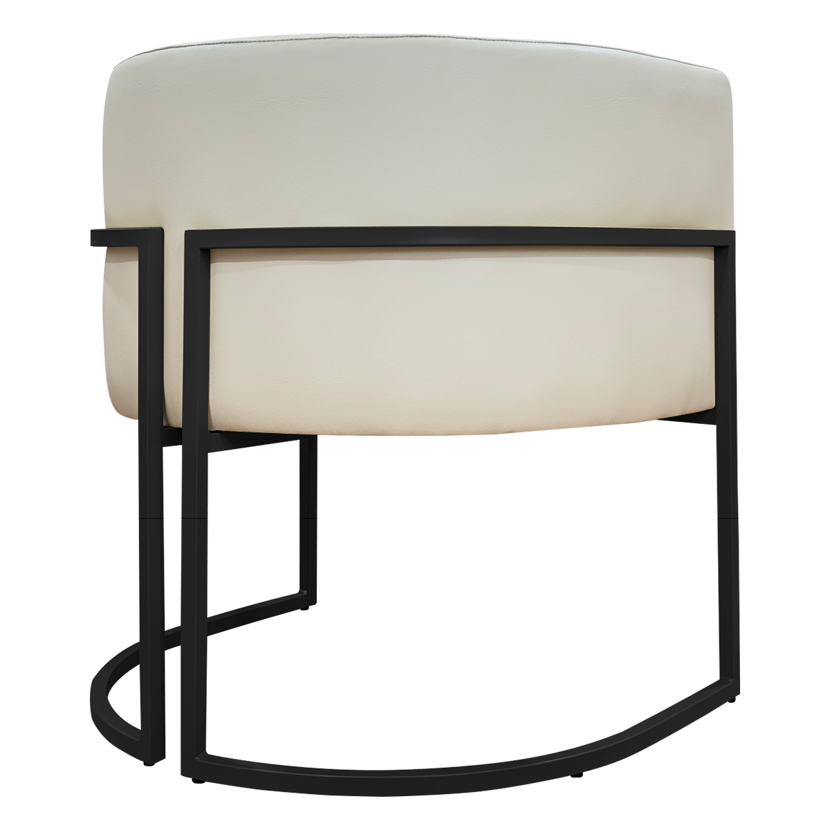 Poltrona Decorativa Recepção Luna Tecido Sintético Bege Base de Ferro Preta
