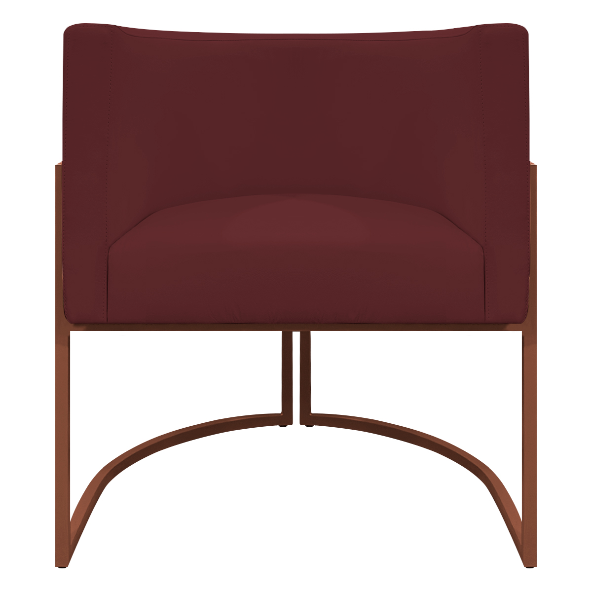 Poltrona Decorativa Recepção Luna Tecido Sintético Bordo Base de Ferro Bronze