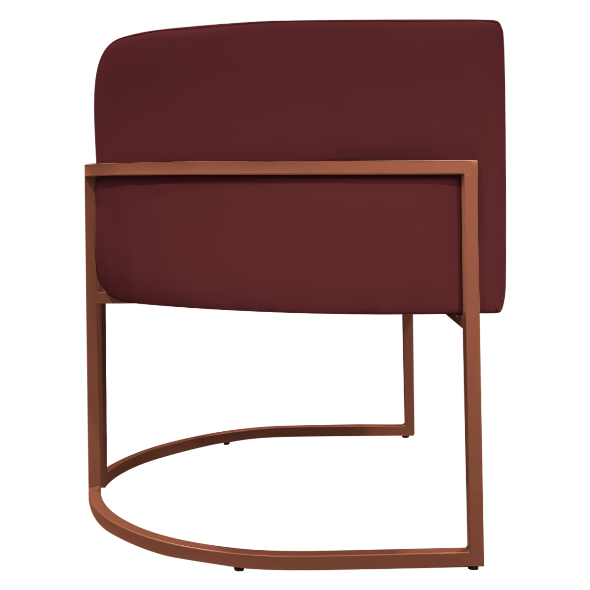 Poltrona Decorativa Recepção Luna Tecido Sintético Bordo Base de Ferro Bronze