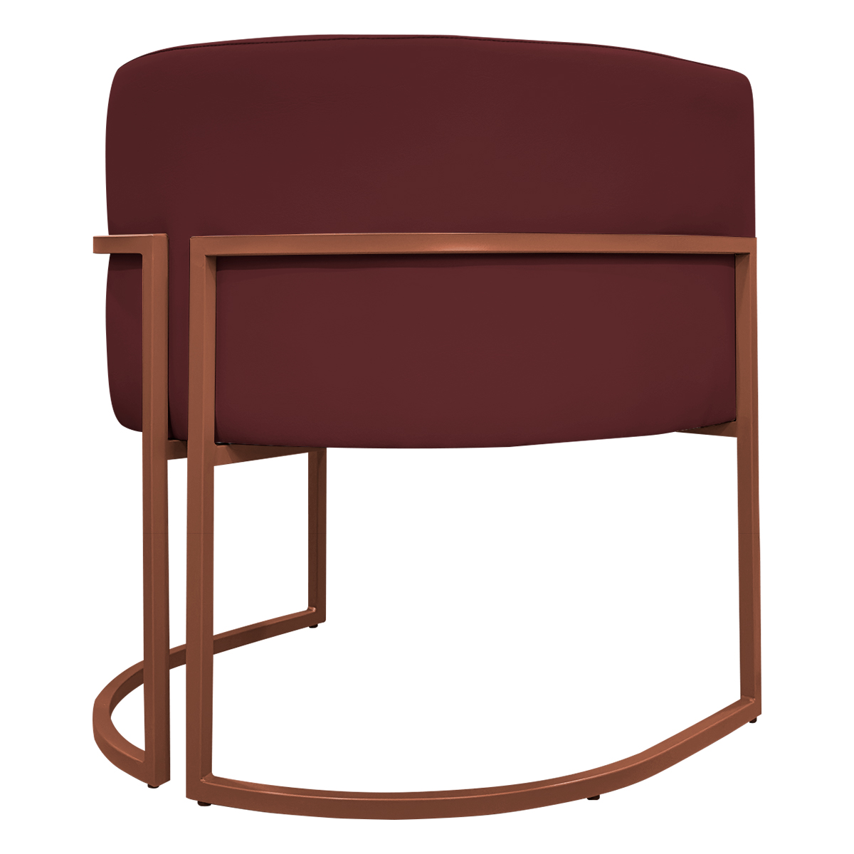 Poltrona Decorativa Recepção Luna Tecido Sintético Bordo Base de Ferro Bronze