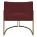 Poltrona Decorativa Recepção Luna Tecido Sintético Bordo Base de Ferro Dourada