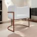 Poltrona Decorativa Recepção Luna Tecido Sintético Branco Base de Ferro Bronze