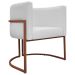 Poltrona Decorativa Recepção Luna Tecido Sintético Branco Base de Ferro Bronze