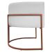 Poltrona Decorativa Recepção Luna Tecido Sintético Branco Base de Ferro Bronze