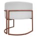 Poltrona Decorativa Recepção Luna Tecido Sintético Branco Base de Ferro Bronze