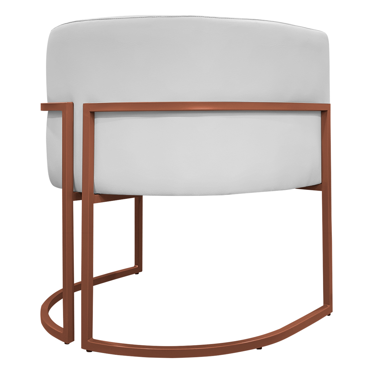Poltrona Decorativa Recepção Luna Tecido Sintético Branco Base de Ferro Bronze