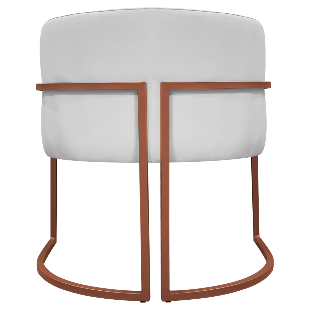 Poltrona Decorativa Recepção Luna Tecido Sintético Branco Base de Ferro Bronze