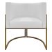 Poltrona Decorativa Recepção Luna Tecido Sintético Branco Base de Ferro Dourada