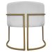 Poltrona Decorativa Recepção Luna Tecido Sintético Branco Base de Ferro Dourada