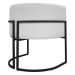 Poltrona Decorativa Recepção Luna Tecido Sintético Branco Base de Ferro Preta