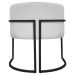 Poltrona Decorativa Recepção Luna Tecido Sintético Branco Base de Ferro Preta