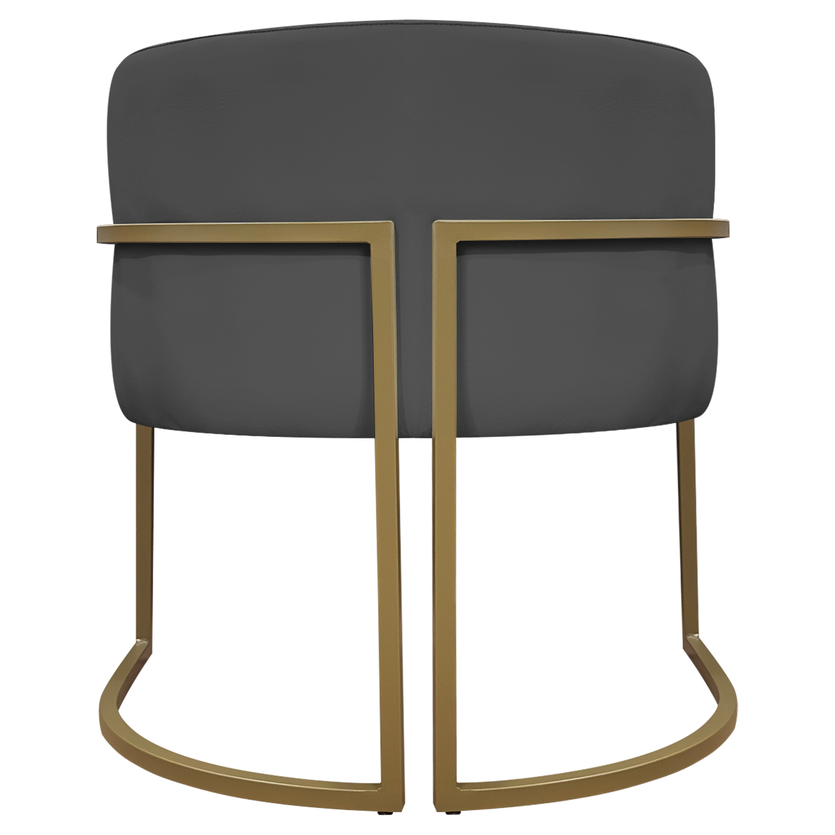 Poltrona Decorativa Recepção Luna Tecido Sintético Cinza Base de Ferro Dourada