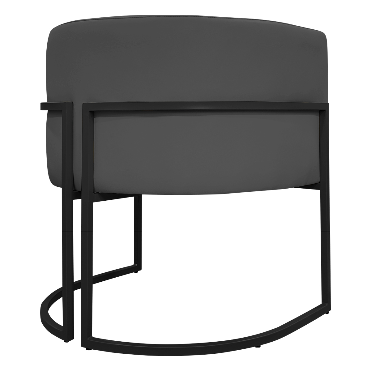 Poltrona Decorativa Recepção Luna Tecido Sintético Cinza Base de Ferro Preta