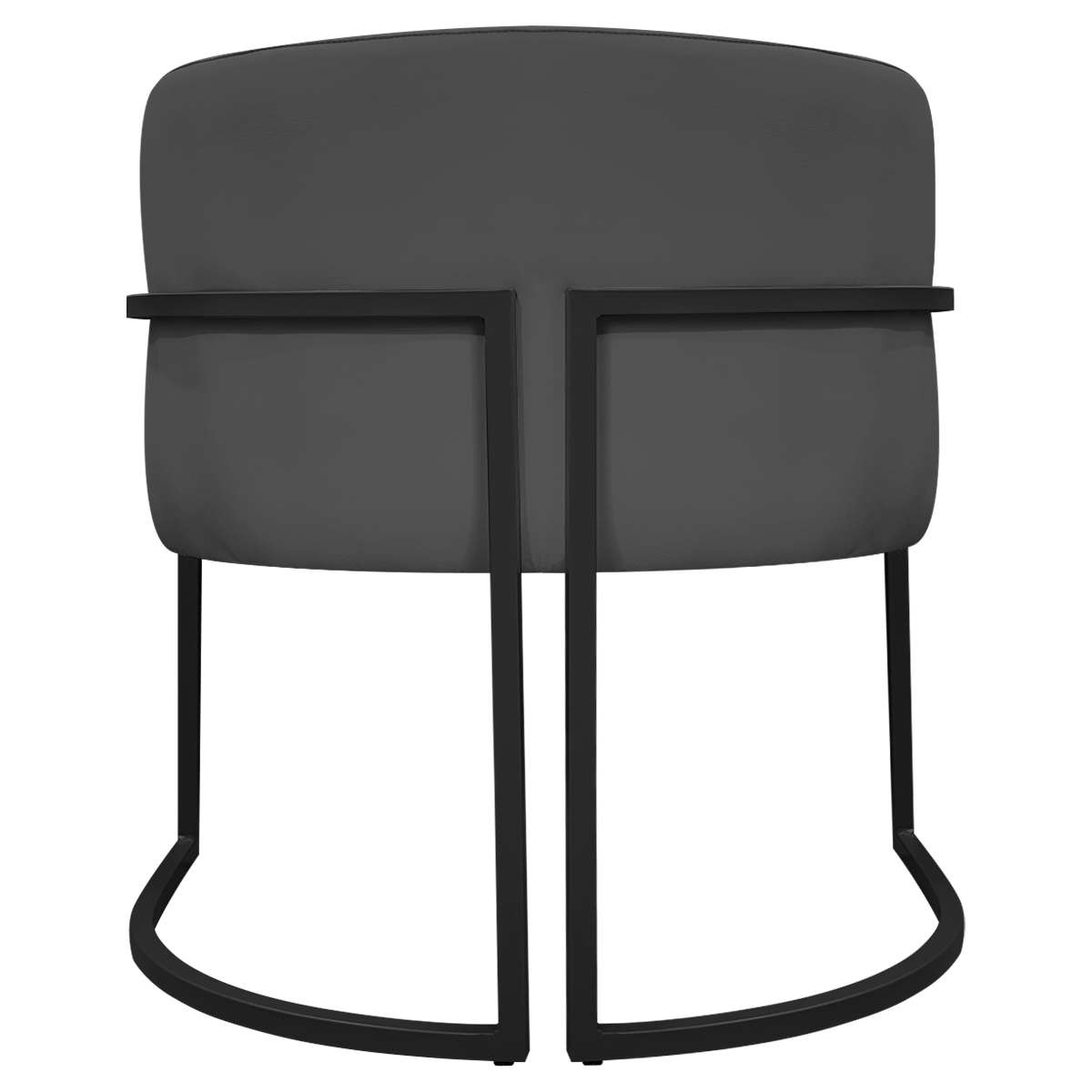 Poltrona Decorativa Recepção Luna Tecido Sintético Cinza Base de Ferro Preta
