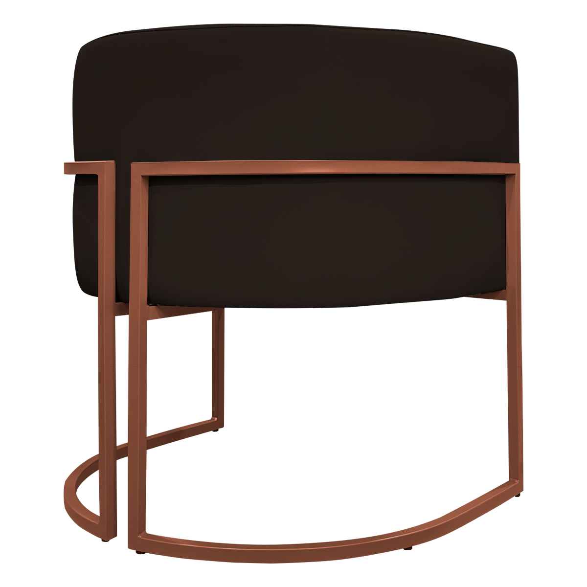 Poltrona Decorativa Recepção Luna Tecido Sintético Marrom Base de Ferro Bronze