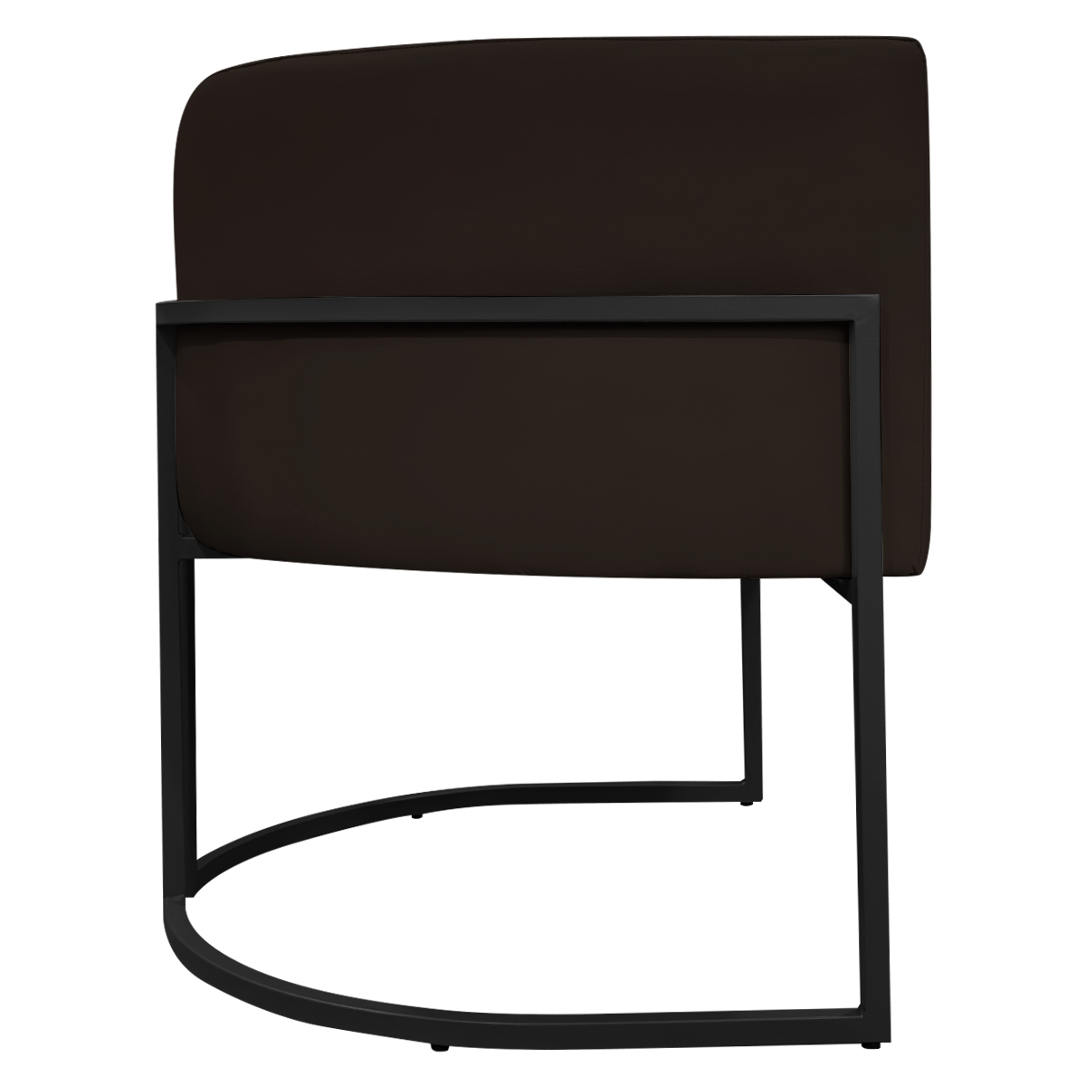 Poltrona Decorativa Recepção Luna Tecido Sintético Marrom Base de Ferro Preta