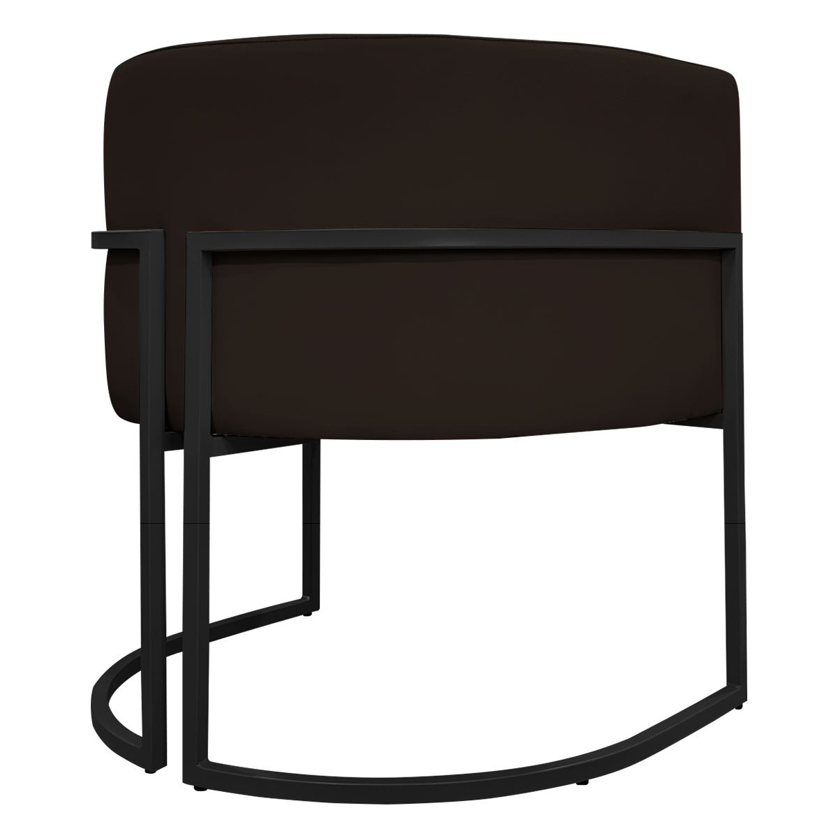 Poltrona Decorativa Recepção Luna Tecido Sintético Marrom Base de Ferro Preta
