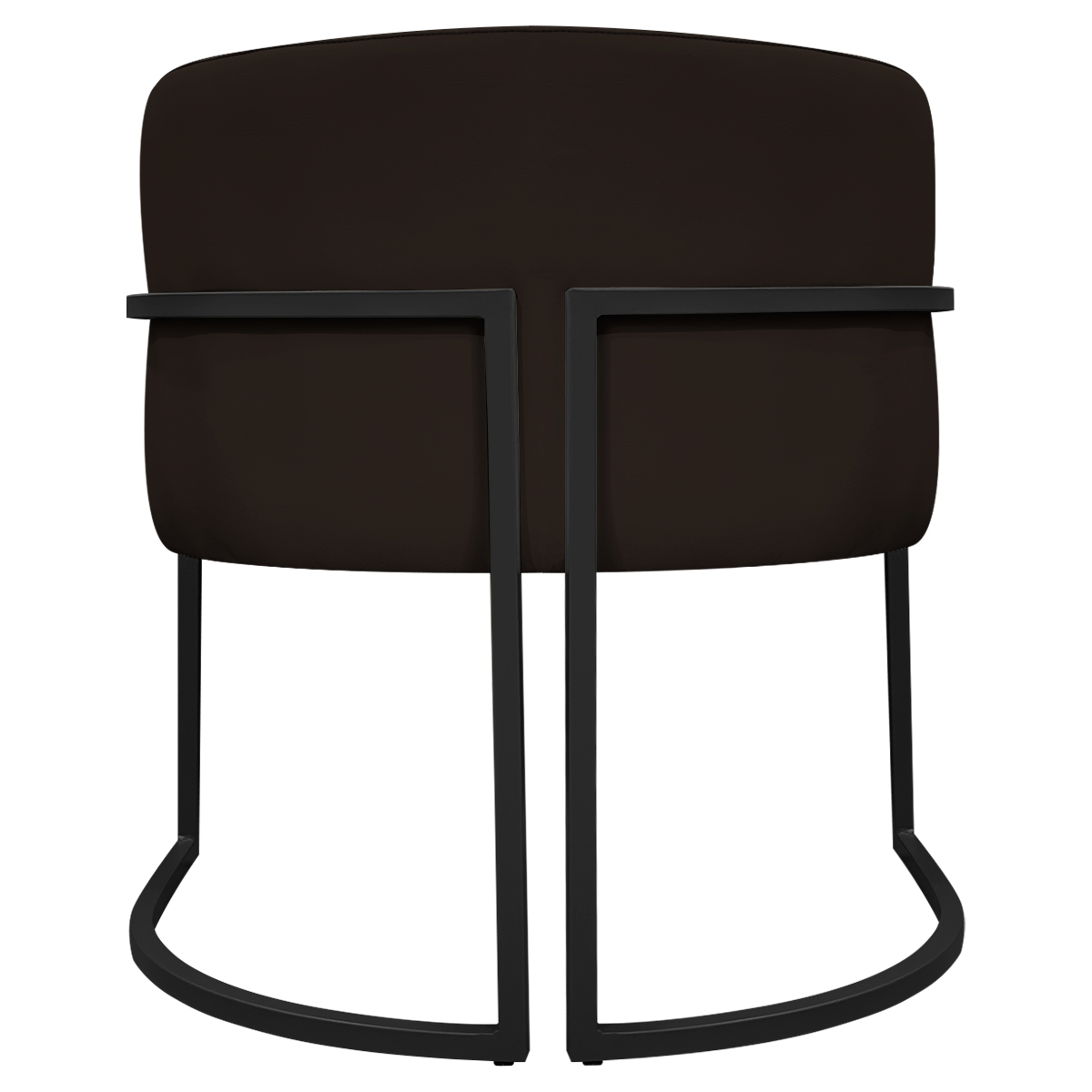 Poltrona Decorativa Recepção Luna Tecido Sintético Marrom Base de Ferro Preta