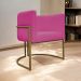Poltrona Decorativa Recepção Luna Tecido Sintético Pink Base de Ferro Dourada