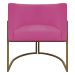 Poltrona Decorativa Recepção Luna Tecido Sintético Pink Base de Ferro Dourada