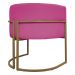Poltrona Decorativa Recepção Luna Tecido Sintético Pink Base de Ferro Dourada