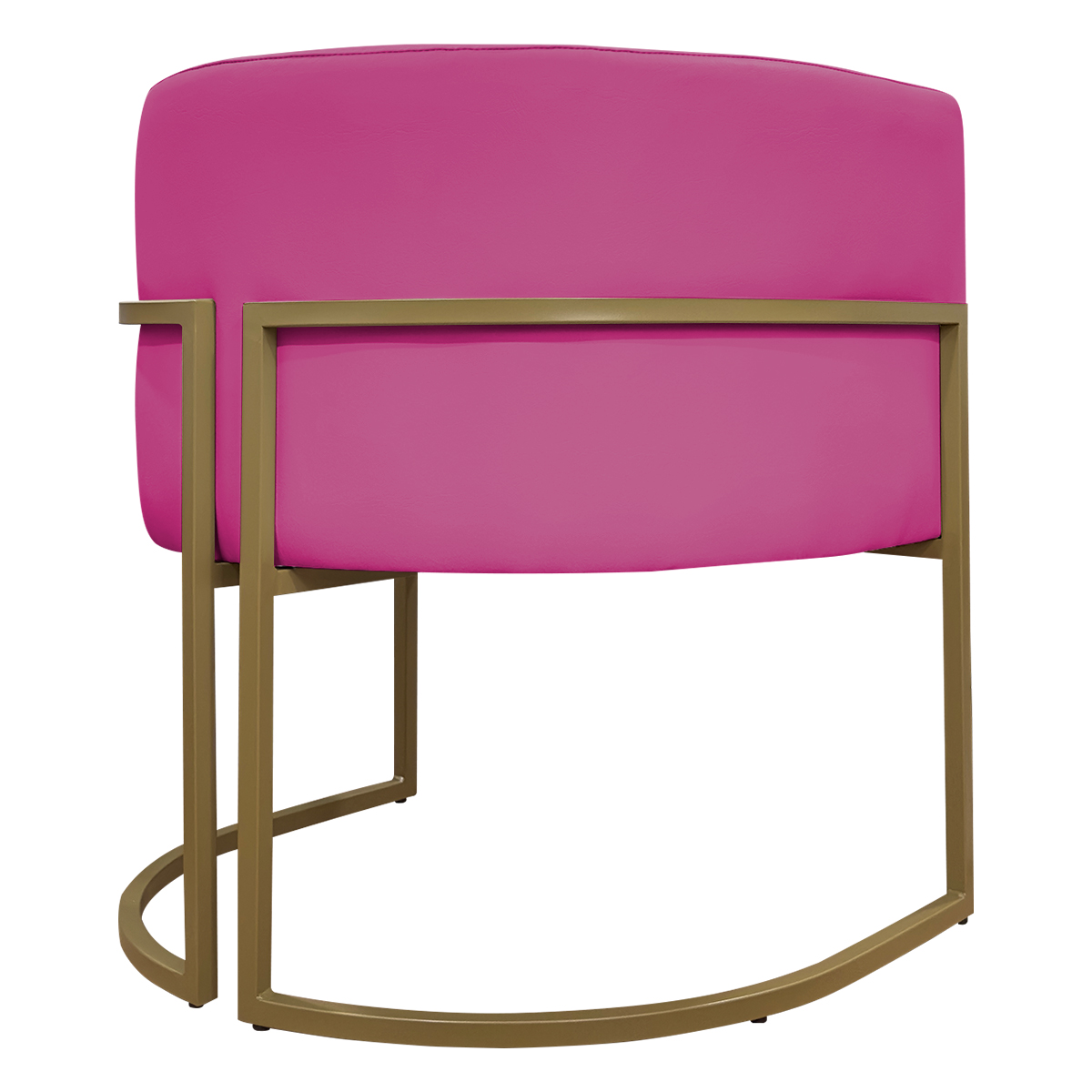 Poltrona Decorativa Recepção Luna Tecido Sintético Pink Base de Ferro Dourada