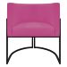 Poltrona Decorativa Recepção Luna Tecido Sintético Pink Base de Ferro Preta