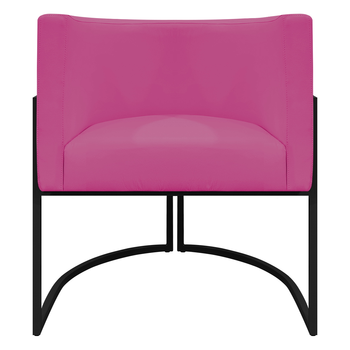 Poltrona Decorativa Recepção Luna Tecido Sintético Pink Base de Ferro Preta