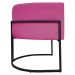 Poltrona Decorativa Recepção Luna Tecido Sintético Pink Base de Ferro Preta