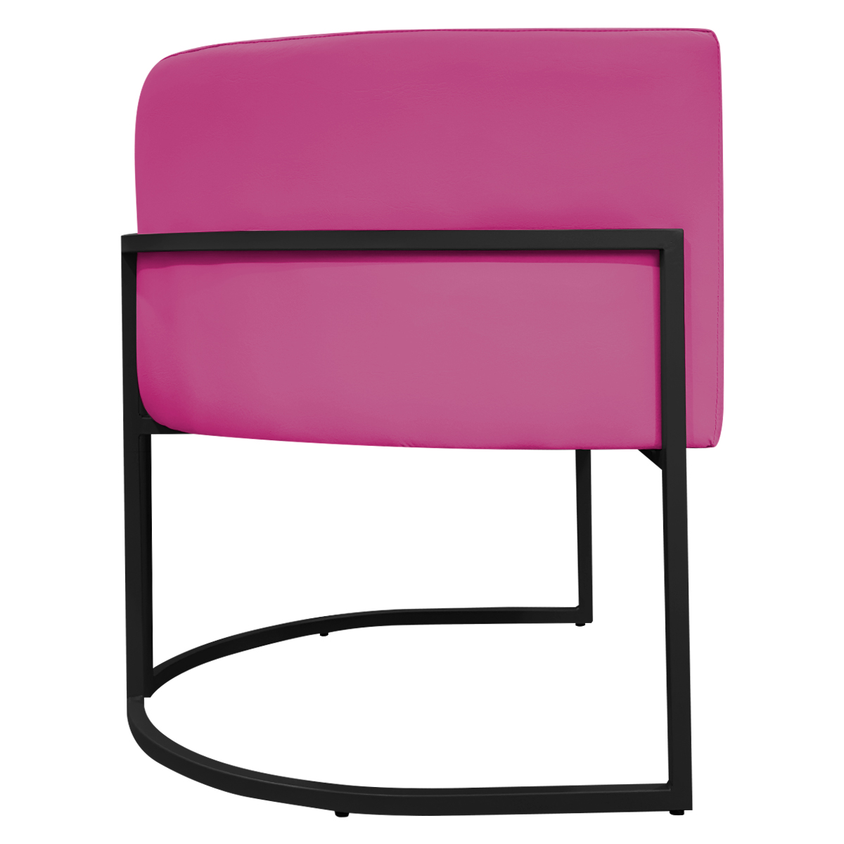 Poltrona Decorativa Recepção Luna Tecido Sintético Pink Base de Ferro Preta