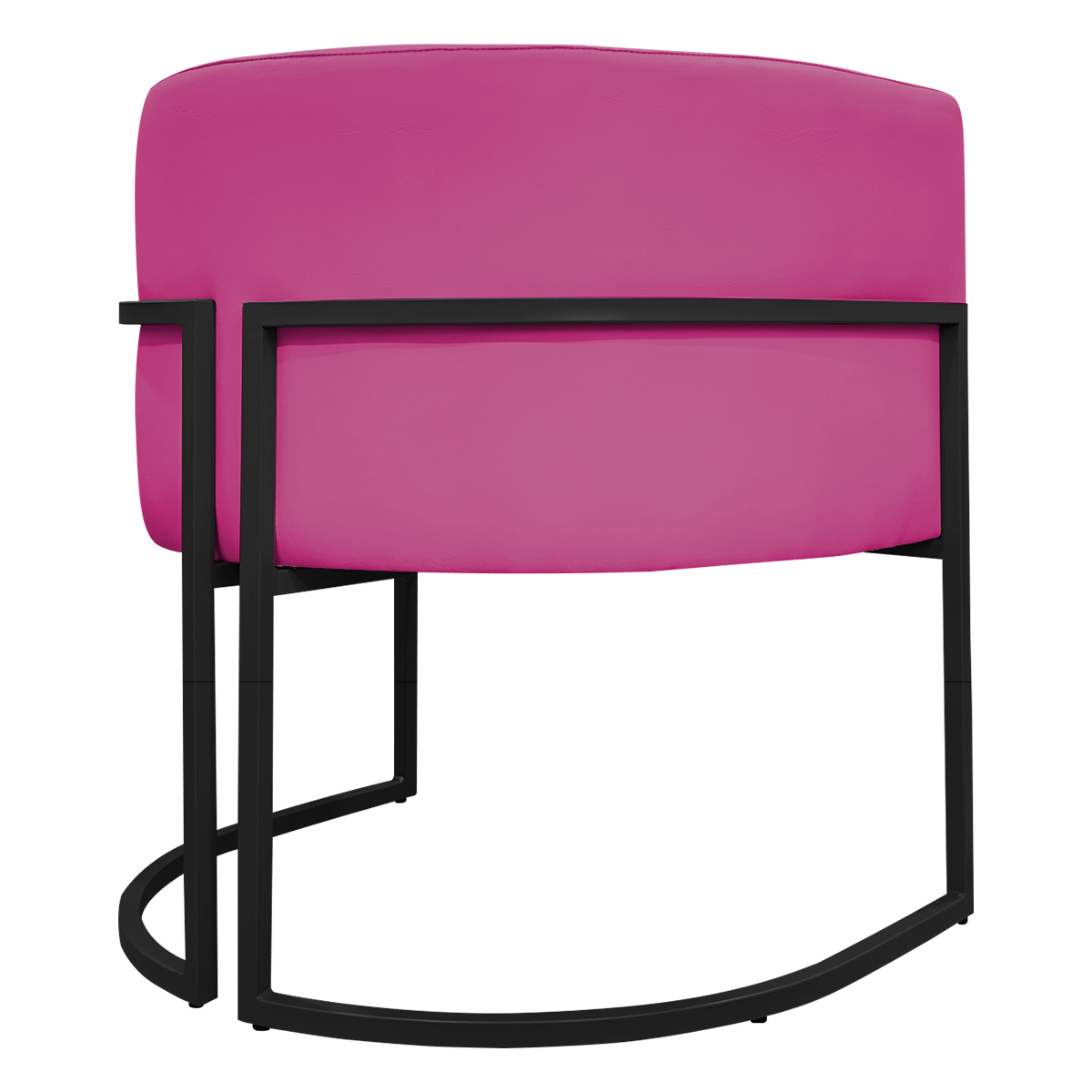 Poltrona Decorativa Recepção Luna Tecido Sintético Pink Base de Ferro Preta