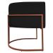 Poltrona Decorativa Recepção Luna Tecido Sintético Preto Base de Ferro Bronze