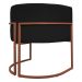 Poltrona Decorativa Recepção Luna Tecido Sintético Preto Base de Ferro Bronze