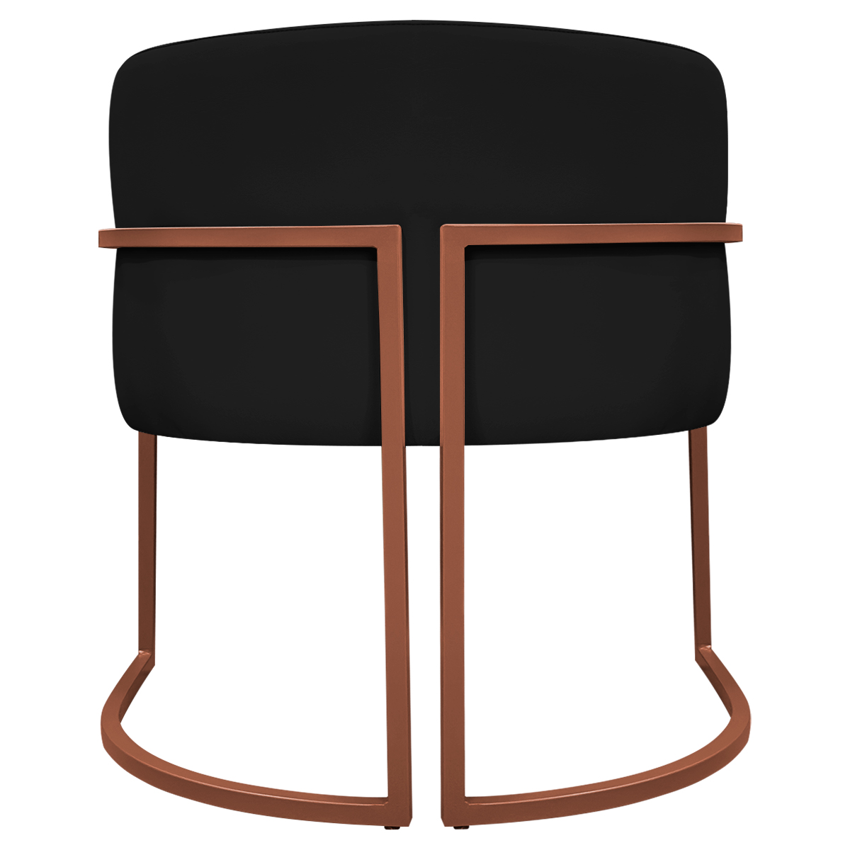 Poltrona Decorativa Recepção Luna Tecido Sintético Preto Base de Ferro Bronze