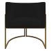 Poltrona Decorativa Recepção Luna Tecido Sintético Preto Base de Ferro Dourada