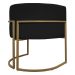 Poltrona Decorativa Recepção Luna Tecido Sintético Preto Base de Ferro Dourada