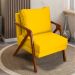 Poltrona Decorativa Reforçada Para Sala Shine Suede Amarelo Pé Castanho - Clique E Decore