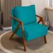 Poltrona Decorativa Reforçada Para Sala Shine Suede Azul Turquesa Pé Castanho - Clique E Decore