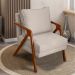 Poltrona Decorativa Reforçada Para Sala Shine Suede Bege Pé Castanho - Clique E Decore