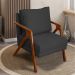 Poltrona Decorativa Reforçada Para Sala Shine Suede Preto Pé Castanho - Clique E Decore
