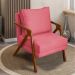 Poltrona Decorativa Reforçada Para Sala Shine Suede Rosê Pé Castanho - Clique E Decore