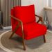 Poltrona Decorativa Reforçada Para Sala Shine Suede Vermelho Pé Castanho - Clique E Decore