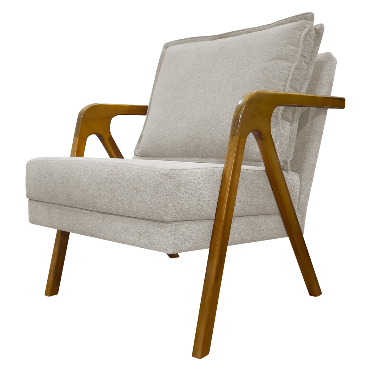 Poltrona Decorativa Shine Reforçada Confortável Bouclé Premium Bege