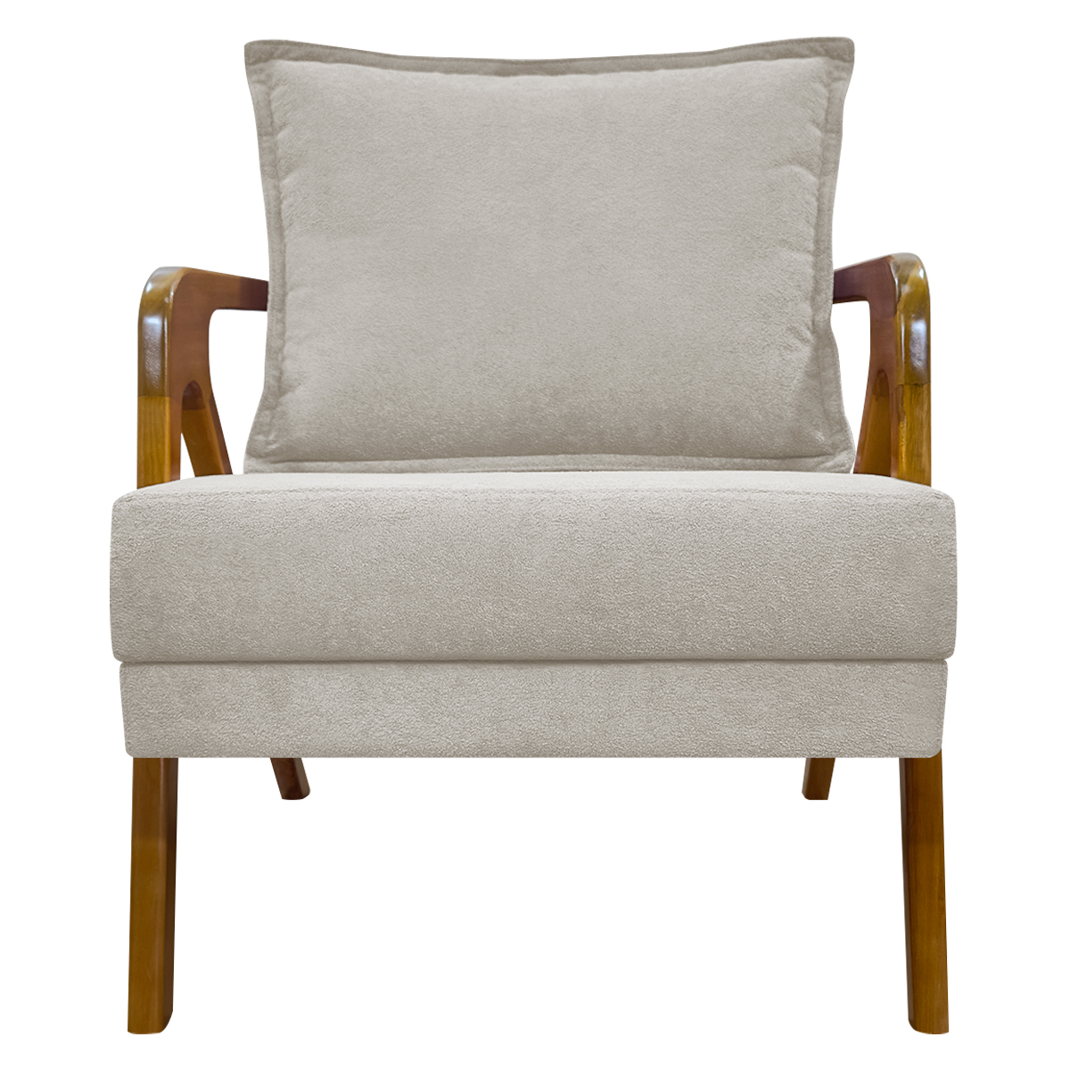 Poltrona Decorativa Shine Reforçada Confortável Bouclé Premium Bege